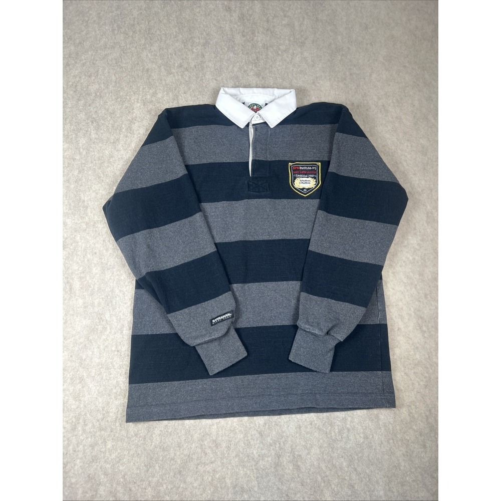Vintage Barbarian Rugby Shirt Men's Medium Blue Gray 90s‎ Long Sleeve